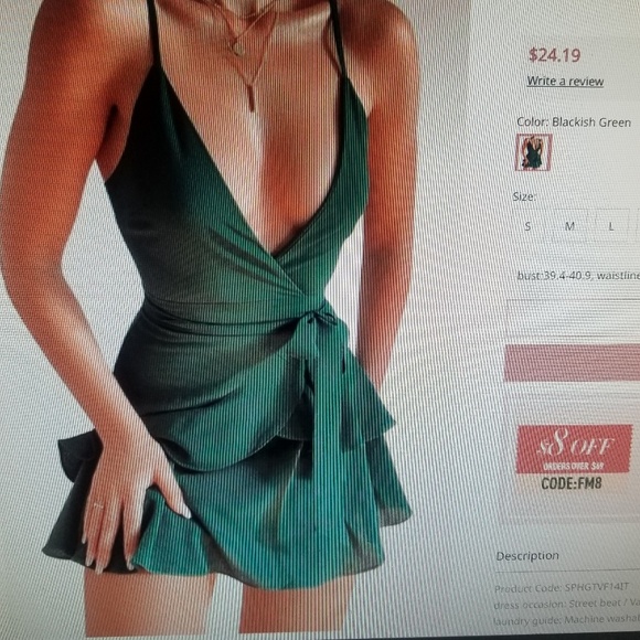 Forest green flirty spaghetti strap mini dress - Picture 1 of 1